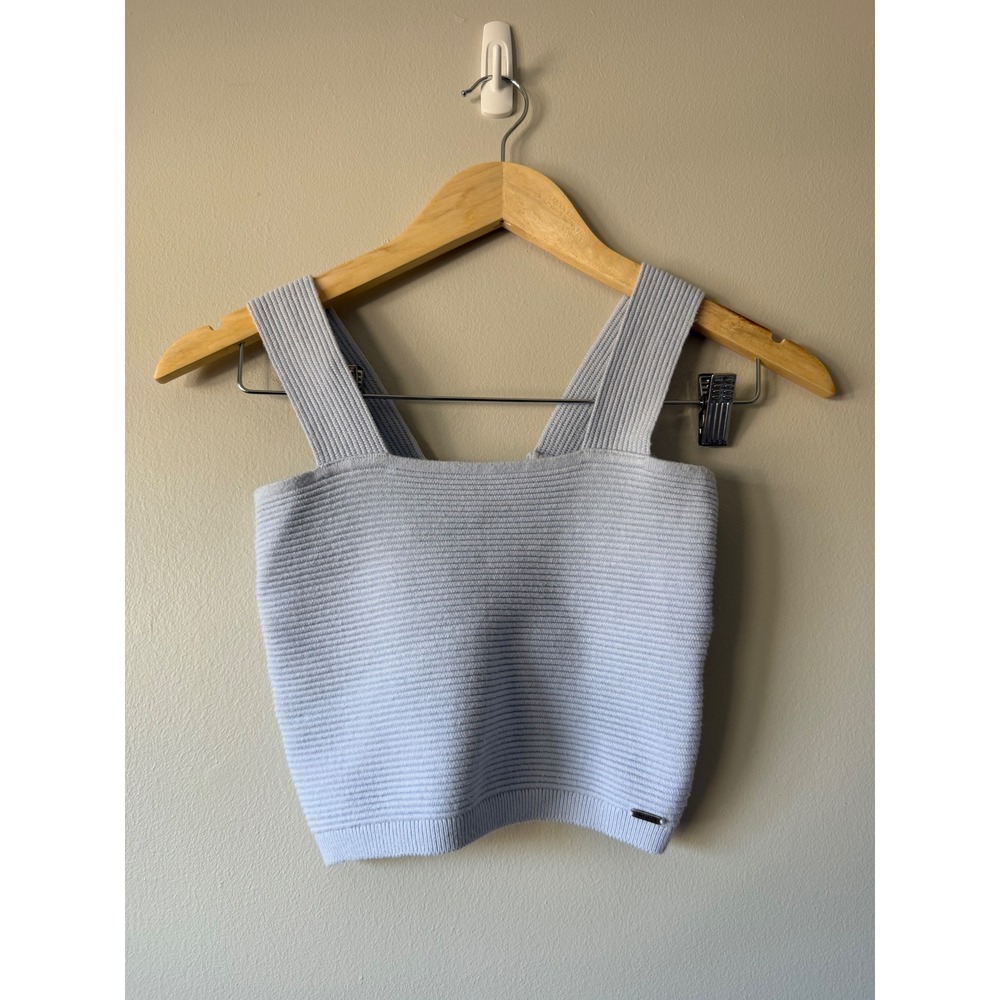 Hollister Sweater‎ Tank Top Size M Light Blue Ribbed Square Neck Cropped Tank